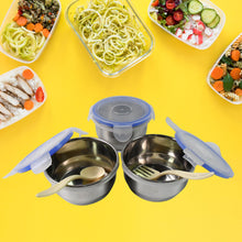 Compact Stainless Steel Airtight Lunch Box Set - 4 pcs (3 Leakproof 1 Bottle)