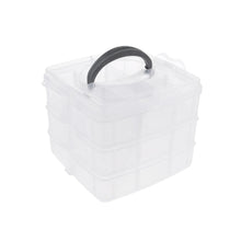 3-Tier Transparent Craft Storage Box with 18 Adjustable Compartments