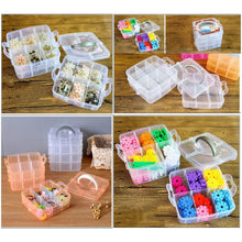 3-Tier Transparent Craft Storage Box with 18 Adjustable Compartments