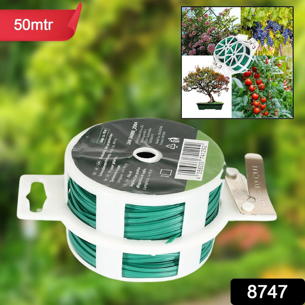 Garden Wire, Sturdy Plant Ties for Support, Garden Ties with Cutter (50 Mtr)