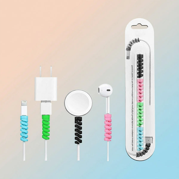Spiral Charger Spring Cable Protector Data Cable Saver (Pack of 4)